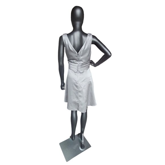 Silver Satin V-Neck Side Ruched Cocktail Dress - David's Bridal - Picture 5 of 5